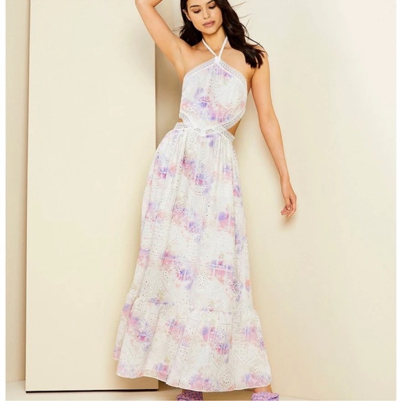 Gianni Bini Embroidered Eyelet Halter Dress - Picture 3 of 8